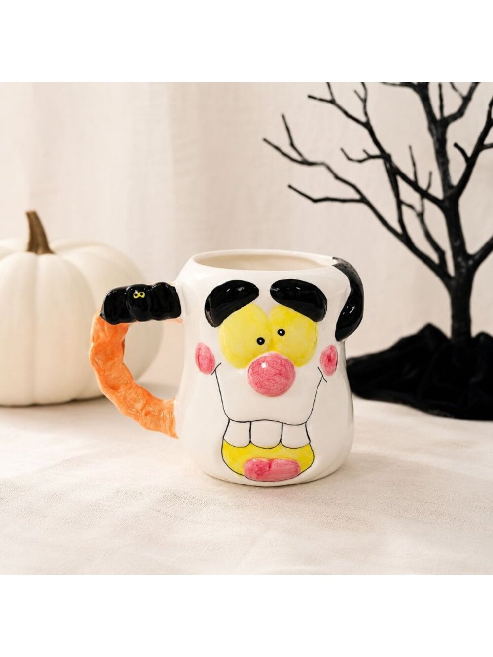 Halloween Ghost Mug Coffee Cup VTG Kawaii Goofy Buck Teeth Spooky Cute Ghostcore
